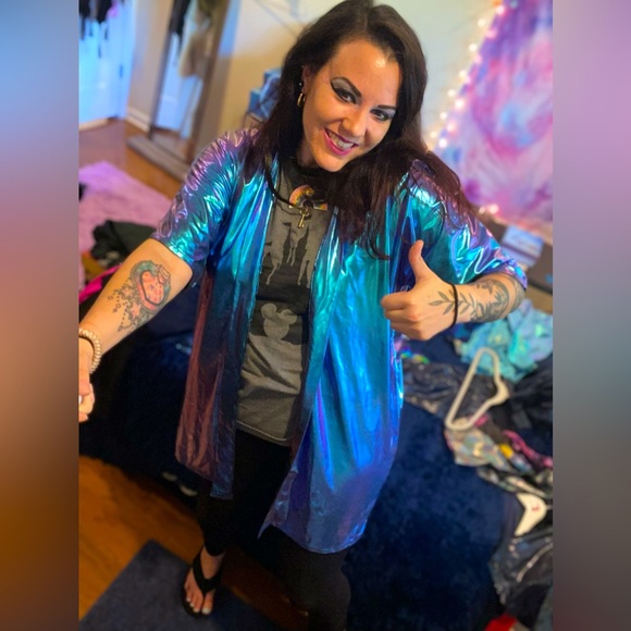 1 Etsy ThatElectricTouch Holographic Iridescent Kimonos Fit A Size L Female $135 - Picture 10 of 17